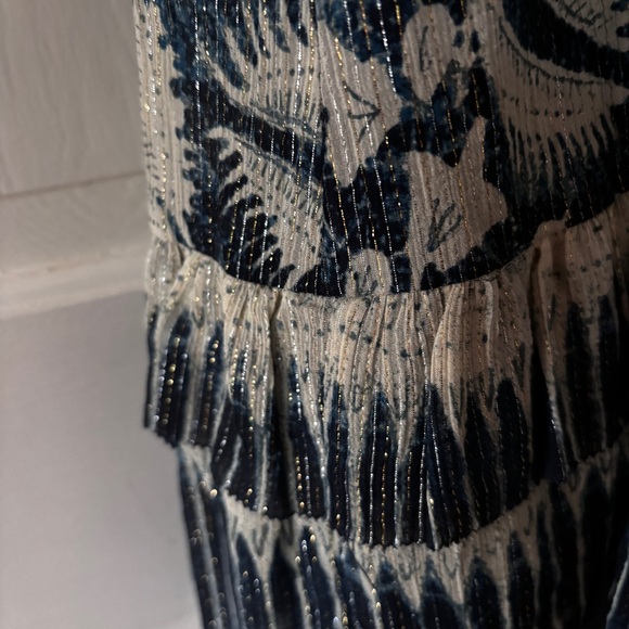 Ulla Johnson‎ Amalia Dress Indigo Batik Print High Low Midi Dress Ruffle Size 10 - Picture 11 of 16